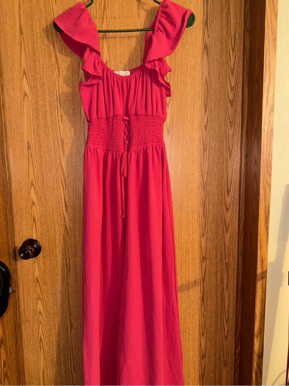 Bright Pink Ruffle Strap Jumpsuit